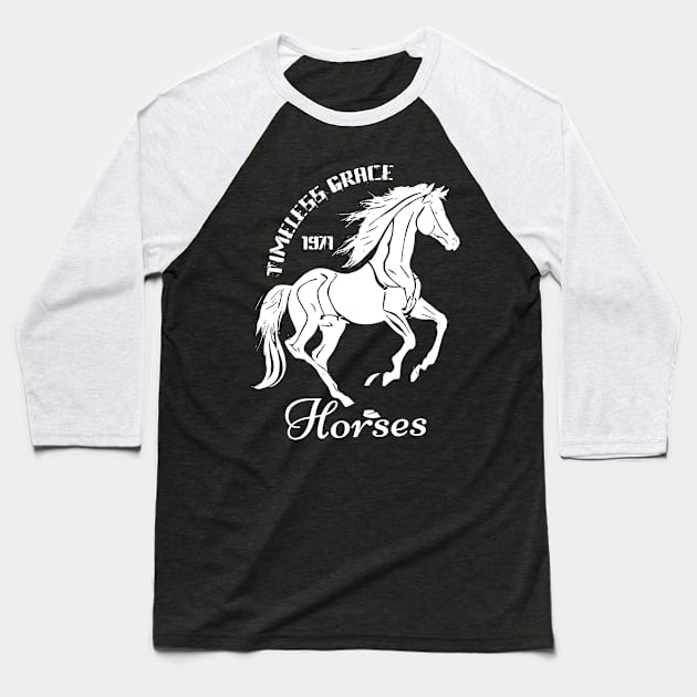 Horses: Timeless grace 1971 Baseball T-Shirt by AOAOCreation